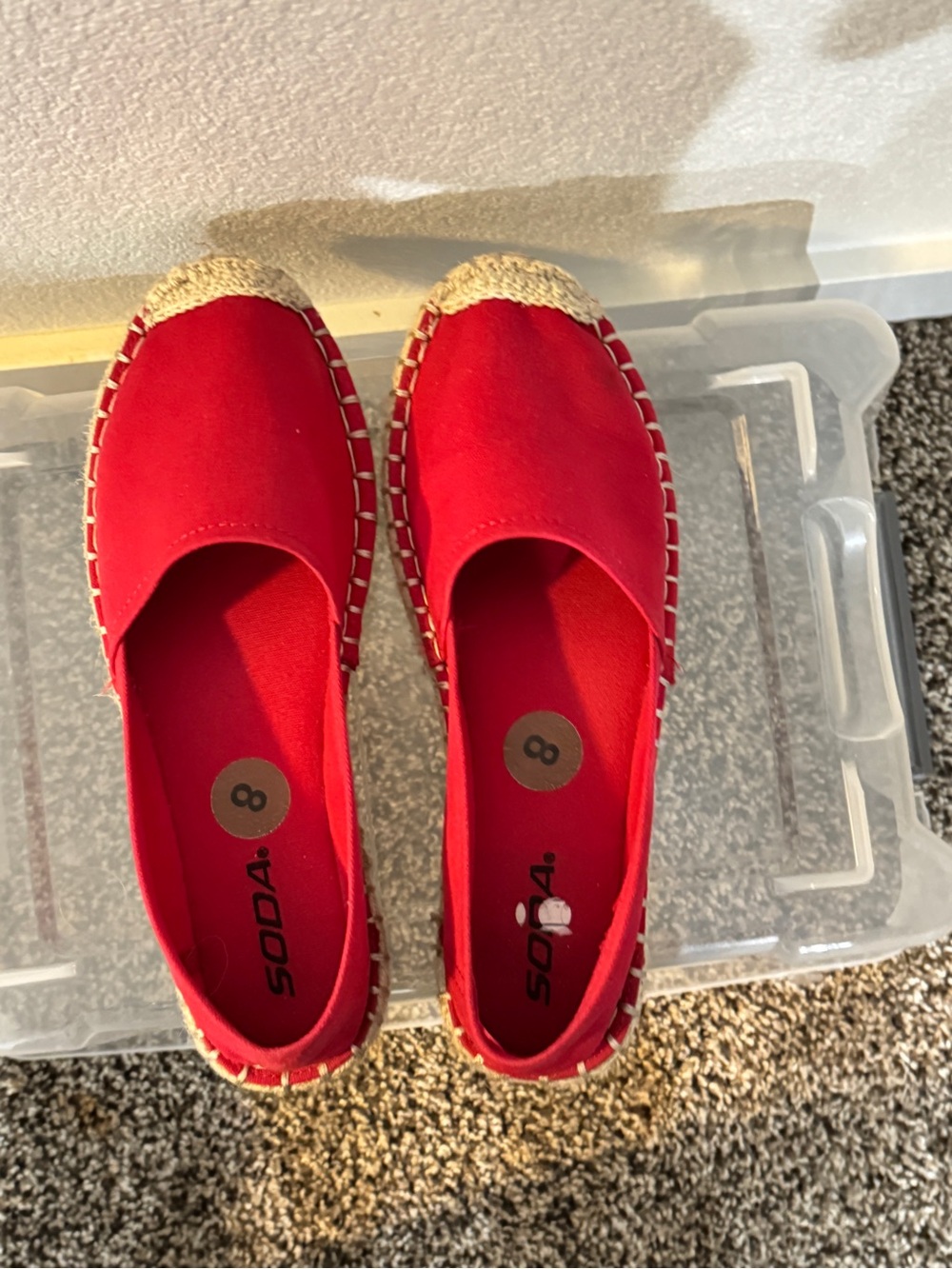 Soda Red Canvas Espadrille Slip-Ons